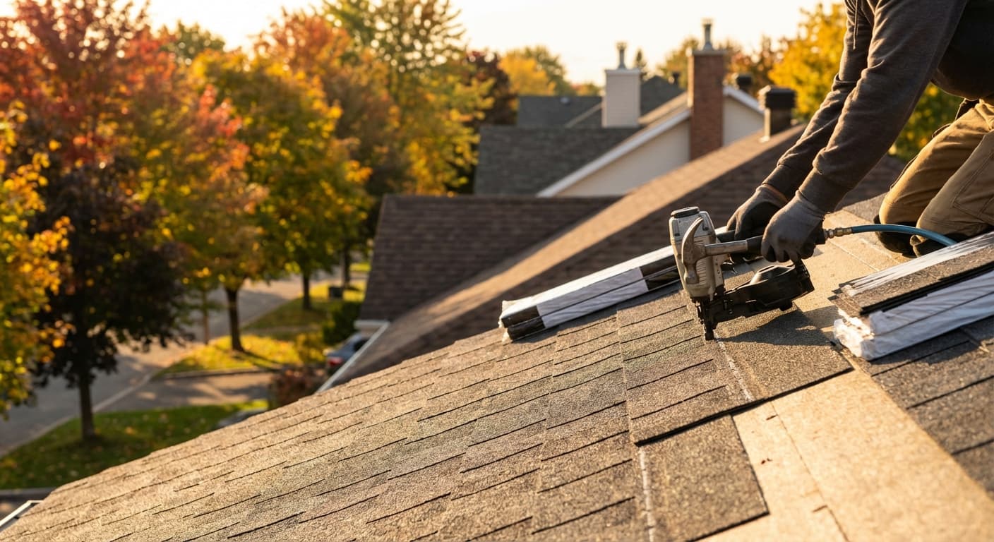 Roof inspection showing damaged and worn shingles